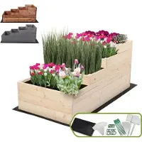 MODO24 Hochbeet Holz, Pflanzkasten, Massivholz, Kiefer, Kräuterbeet, Blumenkasten, Garten, Terrasse, 54x60x120 cm, Natur, ZP07