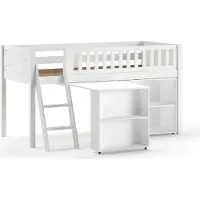 58 aufm Kessel Kinderbett Karyl 208x114x135 Massivholz Weiß Regal