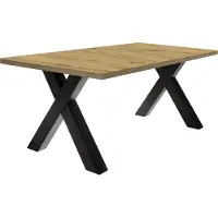 58 aufm Kessel Esstisch ausziehbar Eike 7 160 x 90 x 75 Esszimmertisch Schwarzstahl/Asteiche 13432-160