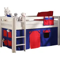 58 aufm Kessel Kinderbett Karolina 210x114x106 Massivholz Weiß Textilset Domino