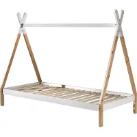 58 aufm Kessel Zeltbett Karyn 2 206x98x158 Kinderbett Massivholz Weiß/natur