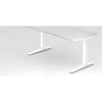 Proregal - Büromöbel mit top Leistungsdaten Schreibtisch Mika | Weiß | Weißes Gestell | BxT 160x80cm | Arbeitshöhe 65-85cm | höhenjustierbar, 1cm Raster | C-Fuß-Gestell | Rechteckform