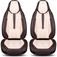 BREMER SITZBEZÜGE Autositzbezüge Universal für PKW, SUV – Premium Vordersitzbezüge Braun/Beige, hochwertig verarbeitet für mehr Sitzkomfort, Airbag-kompatibel, Schonbezüge für Fahrer & Beifahrersitz mit Rückentasche