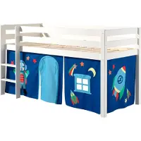 58 aufm Kessel Kinderbett Karolina 210x114x106 Massivholz Weiß Textilset Astro 1