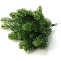 BundiGlassware 10 Stück künstliche Pflanzen, künstliche Tannenzweige, Grünpflanzen, Tannenzweige, Blätter, Home-Party-Dekor, Weihnachtsbaum-Dekoration, Grün
