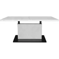 58 aufm Kessel Couchtisch Höhenverstellbar Else 3 120x56x70 Holz Keramikoptik Weiß