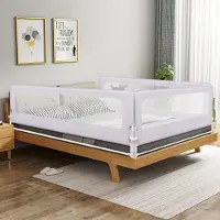 DazHom 3x Baby Bettgitter 180x70cm,Rausfallschutz Bettschutzgitter Kinderbettgitter zusammenklappbar um 180 Grad für Kinderbetten, Elternbetten Grau