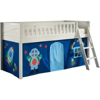 58 aufm Kessel Kinderbett Karyl 208x114x135 Massivholz Weiß Textilset Astro 1