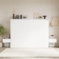 SMARTBett GmbH SMARTBett Set 160-Schrankbett Horizontal CLASSIC mit 2 Nachtkonsolen Weiss