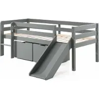 58 aufm Kessel Kojenbett mit Rutsche Karolina 208x175x83 Massivholz Grau