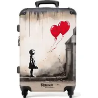NoBoringSuitcases.com Großer Koffer - Mädchen mit Luftballons - Kombinationsschloss TSA - Hartschalen Trolley 4 Rollen - 72 liter - Reisekoffer - 66 cmKoffer Mittelgroß 67x43x25 cm, 72L,