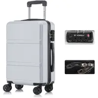 YONSLY Premium Reisekoffer TSA-Schloss,YKK-Reißverschluss Hartschalen-Koffer Trolley Kabinenkoffer Rollkoffer Suitcase Handgepäck (Silber, M)
