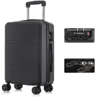 YONSLY Premium Reisekoffer TSA-Schloss,YKK-Reißverschluss Hartschalen-Koffer Trolley Kabinenkoffer Rollkoffer Suitcase Handgepäck 4 Rollen (Schwarz, L)