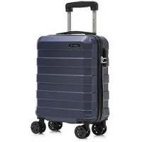 YONSLY Koffer Trolley Reisekoffer Suitcase, Rollkoffer Handgepäck ,mit 4 Rollen360°, Hartschalenreisekoffer, Zahlenschloss, Weicher Gummigriff(S, Dunkelblau)