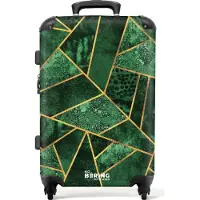 NoBoringSuitcases.com Großer Koffer - Muster - Abstrakt - Gold - Grün - Kombinationsschloss TSA - Hartschalen Trolley 4 Rollen - 72 liter - Reisekoffer - 66 cmKoffer Mittelgroß 67x43x25 cm, 72L,