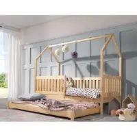 KEF-MEBLE KEF Bett Oli Haus Ebenerdig Doppelbett Kinder – Kinderbett – Lackiert – Höhe 155 cm - 80x200 Mit Rausfallschutz Ohne Matratze