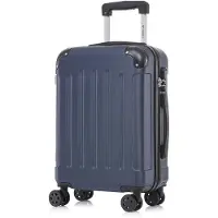 YONSLY Koffer Trolley Reisekoffer Suitcase, Rollkoffer Handgepäck ,mit 4 Rollen360°, Hartschalenreisekoffer, Zahlenschloss, Weicher Gummigriff(M,Dunkelblau