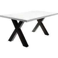 58 aufm Kessel Esszimmertisch Eike 8 140 x 90 x 75 Esstisch Schwarzstahl/Weiß Matt Lack 13454-140