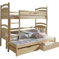 KEF-MEBLE KEF ANTON Etagenbett Kinder Holz Kinderbett für Drei Kinder Leiter Universal ohne Matratze 80x200 cm Kiefer