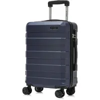 YONSLY Koffer Trolley Reisekoffer Suitcase, Rollkoffer Handgepäck ,mit 4 Rollen360°, Hartschalenreisekoffer, Zahlenschloss, Weicher Gummigriff(L, Dunkelblau)