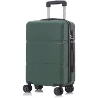 YONSLY Koffer Trolley Reisekoffer Suitcase, Rollkoffer Handgepäck ,mit 4 Rollen360°, Hartschalenreisekoffer, Zahlenschloss, Weicher Gummigriff(M, Dunkelgrün)