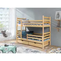 KEF-MEBLE KEF Adalbert Etagenbett Kinder 90x190 cm KEF Adalbert Etagenbett Kinder Holz Kinderbett für Zwei Kinder Leiter Universal mit Matratze Transparent 90x190 cm