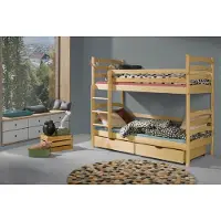 KEF-MEBLE KEF Kaja Etagenbett Kinder Holz Kinderbett Holzbett mit Schubladen Leiter Universal Kiefer ohne Matratze 90x190 cm