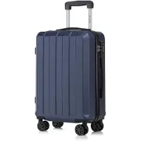 YONSLY Premium Reisekoffer TSA-Schloss,YKK-Reißverschluss Hartschalen-Koffer Trolley Kabinenkoffer Rollkoffer Suitcase Handgepäck 4 Rollen (Dunkelblau, M)