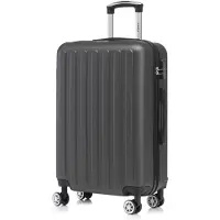 YONSLY Koffer Trolley Reisekoffer Suitcase, Rollkoffer Handgepäck ,mit 4 Rollen 360°, Hartschalenreisekoffer, Zahlenschloss, Weicher Gummigriff (M, Grau)