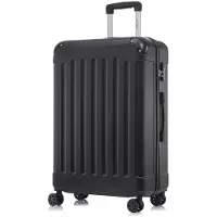 YONSLY Koffer Trolley Reisekoffer Suitcase, Rollkoffer Handgepäck ,mit 4 Rollen360°, Hartschalenreisekoffer, Zahlenschloss, Weicher Gummigriff(XL,Schwarz)