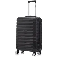 YONSLY Koffer Trolley Reisekoffer Suitcase, Rollkoffer Handgepäck ,mit 4 Rollen360°, Hartschalenreisekoffer, Zahlenschloss, Weicher Gummigriff(M, Schwarz)