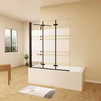Duschparadies GmbH 130x70cm 6mm ESG Schwarz Faltwand mit Seitenwand Duschabtrennung Badewannenaufsatz H:140cm