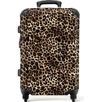 NoBoringSuitcases.com Hartschalen Koffer Mittelgroß 67x43x25 cm, 72L, Drucke für Frauen: Braun, schwarz - Pantherdruck, Reisekoffer mit 4 Rollen