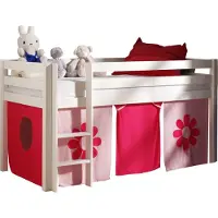 58 aufm Kessel Kinderbett Karolina 210x114x106 Massivholz Weiß Textilset Flower