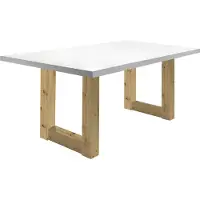 58 aufm Kessel Esszimmertisch Eila 2 160 x 90 x 75 Esstisch Asteiche/Weiß Matt Lack 13333-160