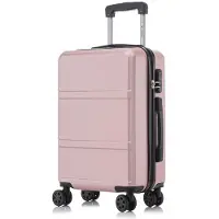 YONSLY Koffer Trolley Reisekoffer Suitcase, Rollkoffer Handgepäck ,mit 4 Rollen360°, Hartschalenreisekoffer, Zahlenschloss, Weicher Gummigriff (M, Roségold)