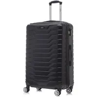 YONSLY Koffer Trolley Reisekoffer Suitcase, Rollkoffer Handgepäck ,mit 4 Rollen360°, Hartschalenreisekoffer, Zahlenschloss, Weicher Gummigriff(L, Schwarz)