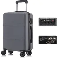 YONSLY Premium Reisekoffer TSA-Schloss,YKK-Reißverschluss Hartschalen-Koffer Trolley Kabinenkoffer Rollkoffer Suitcase Handgepäck 4 Rollen (Grau, XL)