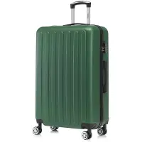 YONSLY Koffer Trolley Reisekoffer Suitcase, Rollkoffer Handgepäck ,mit 4 Rollen360°, Hartschalenreisekoffer, Zahlenschloss, Weicher Gummigriff(L, Dunkelgrün)
