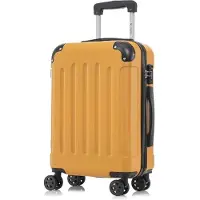 YONSLY Premium Reisekoffer TSA-Schloss,YKK-Reißverschluss Hartschalen-Koffer Trolley Kabinenkoffer Rollkoffer Suitcase Handgepäck (Orange, M)