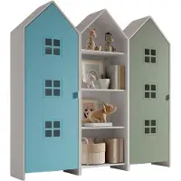 58 aufm Kessel Regalschrank Set Kania 173x37x171 Standregal MDF Weiß /Bunt