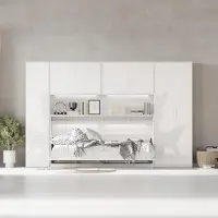 SMARTBett GmbH SMARTBett WOHNWAND Schlafzimmer set Schrankbett Jugendzimmer Weiss/Weiss Hochglanz