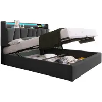 Xkiss Polsterbett(140x200cm)Doppelbett mit aufladen USB Ladefunktion Stauraum-Kopfteil und LED-Beleuchtung,Hausbett,Stauraumbetten,Lattenrost aus Holz