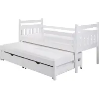 KEF-MEBLE KEF Kinderbett NOAH Bett aus Holz mit Stauraum Jugendbett und Mädchenbett für Kinderzimmer Ausziehbett für ZWEI Personen Weiß mit Matratze 90x190 cm