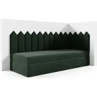 LIKMA Kinderbett 100x160 cm Flaschengrün Bett mit Bettkasten Jugendbett Polsterbett Kopfteil Velvet Stoff