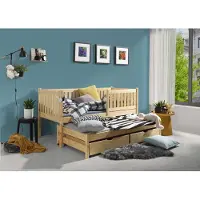 KEF-MEBLE KEF Kinderbett PATRICK Bett aus Holz mit Stauraum Ausziehbett für ZWEI Personen ohne Matratze Braun 80x170 cm
