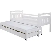 KEF-MEBLE KEF Kinderbett MARCO Bett aus Holz mit Stauraum für Kinderzimmer Ausziehbett für ZWEI Personen Weiß mit Matratze 90x200 cm