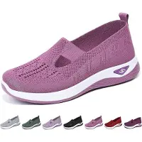 Odsellingaaa Leichte, bequeme und rutschfeste Memory-Schaum-Loafer für Frauen: Mesh-Spazierschuhe, leicht anzuziehen. Ideal für ältere, aktive Lebensstile