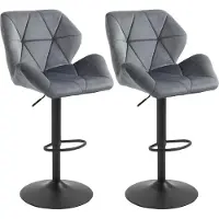 HOMCOM Barhocker 2er Set, Gepolstert Barstuhl mit Metallgestell, Lehne Samtoptik
