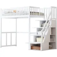 Xdovet Hochbett,Kinderbett(Weiss)Holzbett,mit Sicherheits-Aufbewahrungsleiter,Bettgestell aus massivem Kiefernholz für Kinder und Jugendliche
